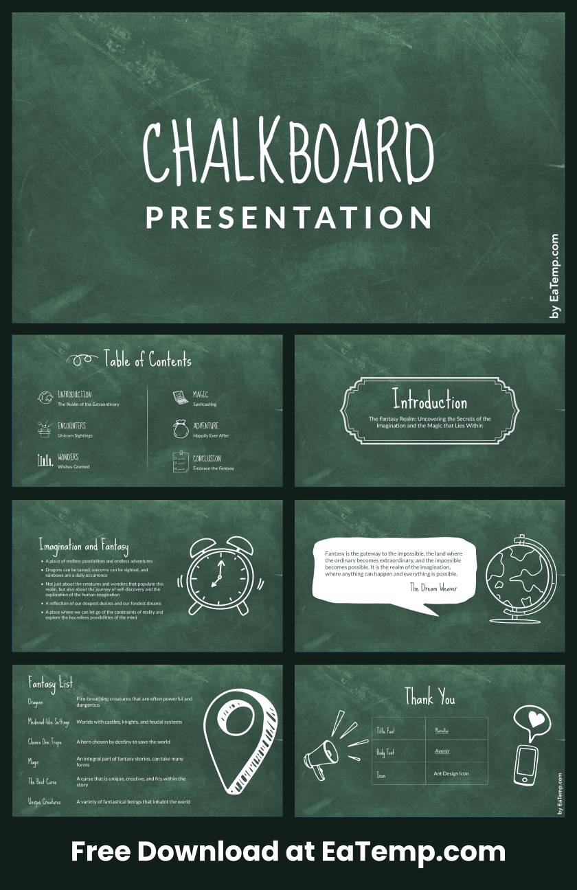 Chalkboard MultiPurpose Free Slides Free Powerpoint Presentation Template by EaTemp 1