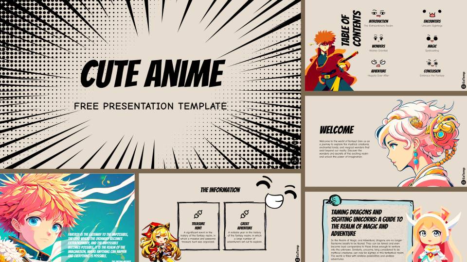 Cute Anime PowerPoint Presentation Template - Cover | Free Templates | Free Powerpoint | Free Slides