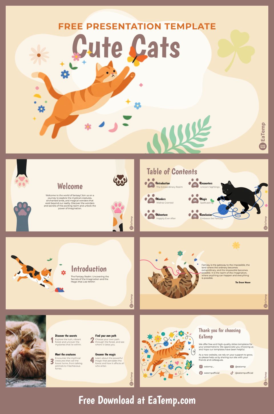 Cute Cats PPT Presentation Template
