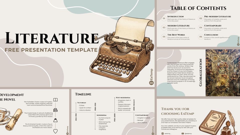 English Literature Presentation Template - Cover | Free Templates | Free Powerpoint | Free Slides