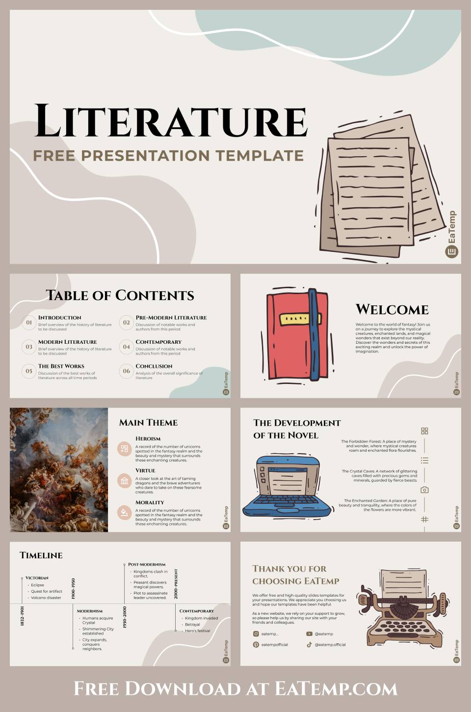 English Literature Presentation Template Details