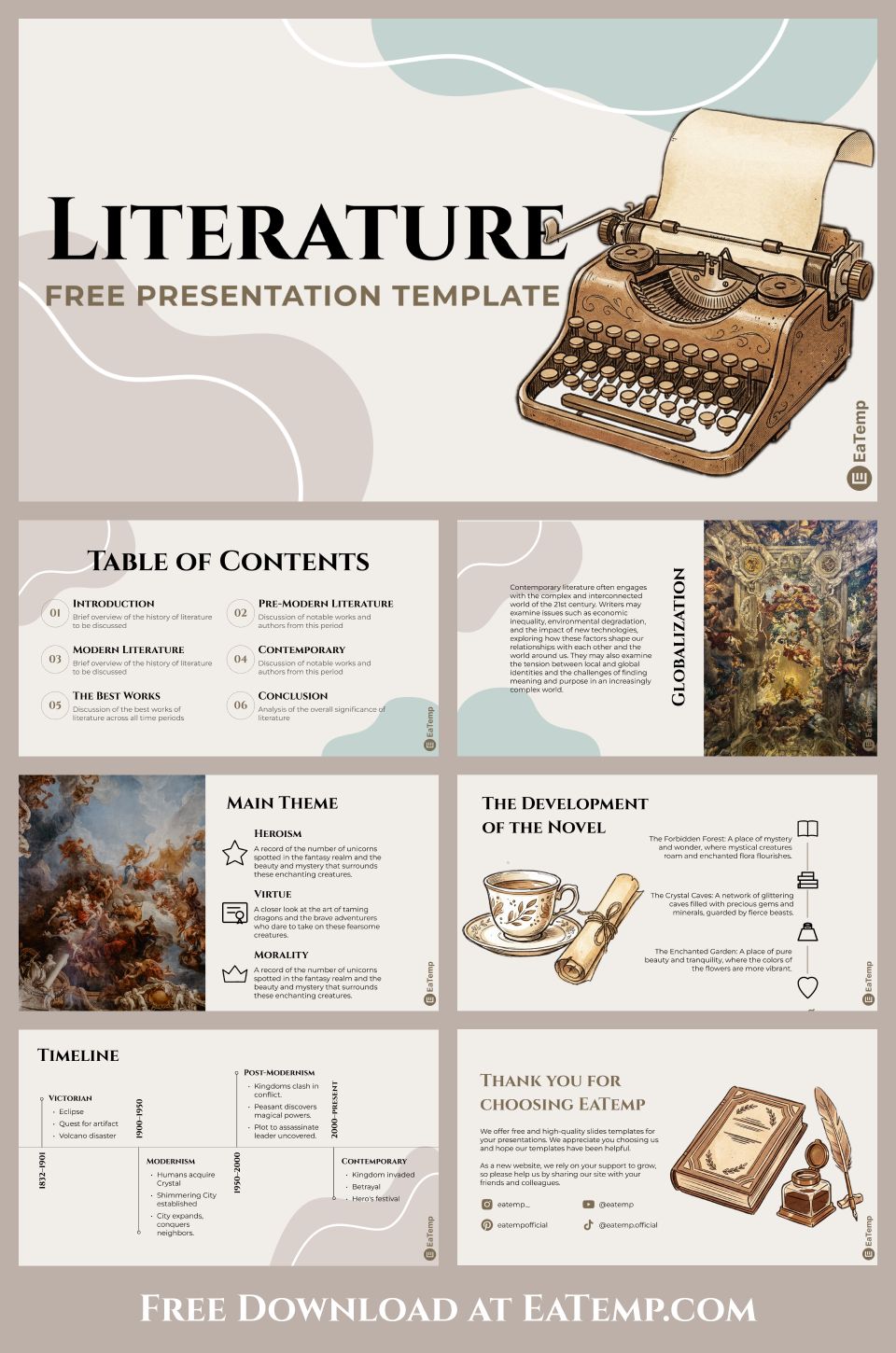 English Literature 13 English Literature Presentation Template Details