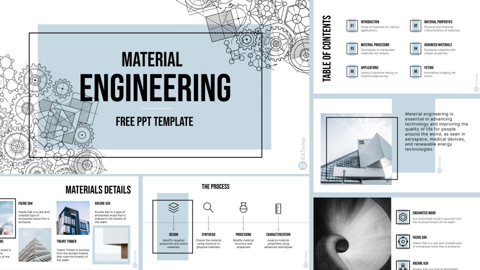 Material Engineering PPT Template - Cover | Free Templates | Free Powerpoint | Free Slides