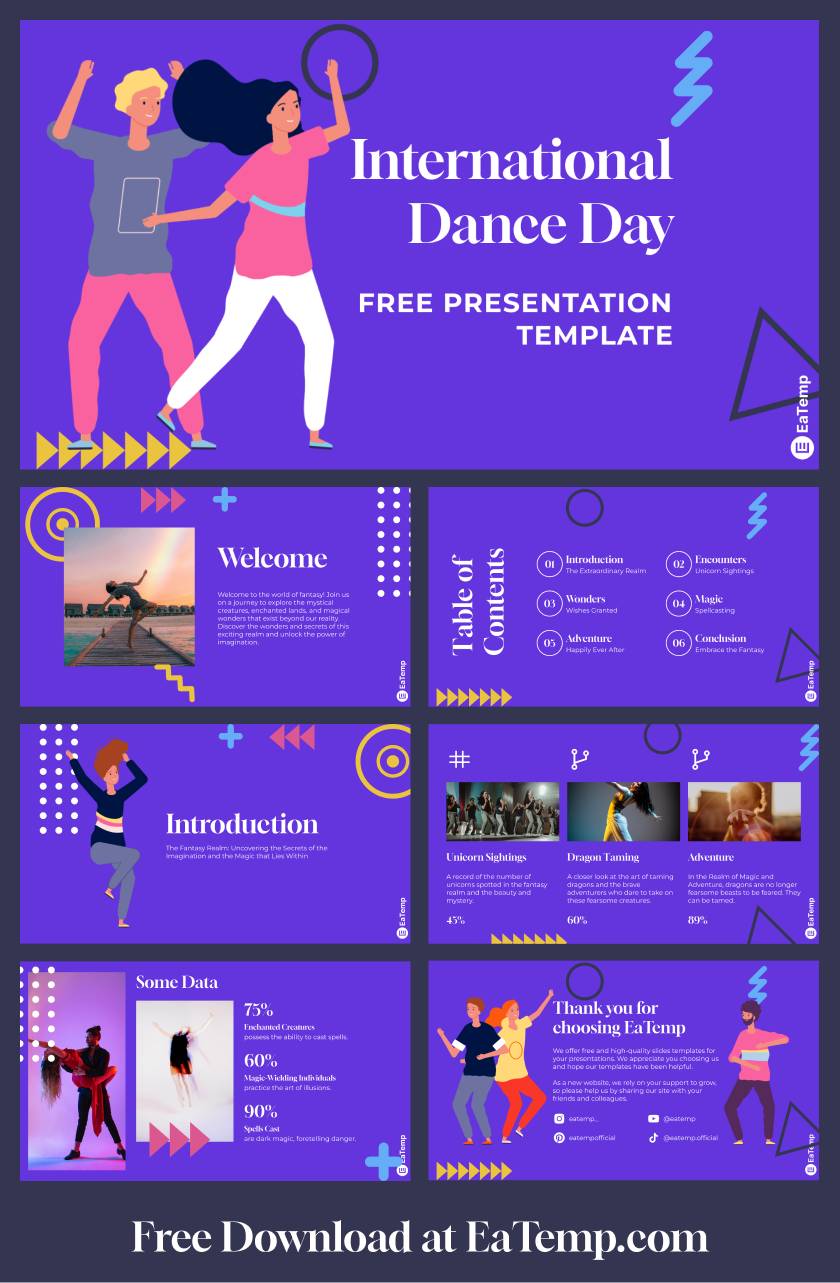 Purple International Dance Day PPT Presentation Template