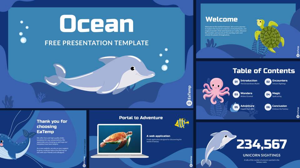 Ocean PowerPoint Presentation Template - Slides Cover