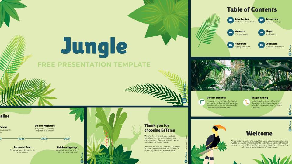 Jungle PPT Presentation Template - Slides Cover