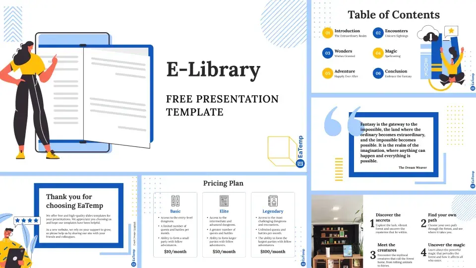 E-Library PPT Presentation Template