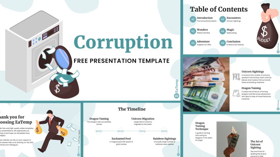Corruption PowerPoint Presentation Template Cover