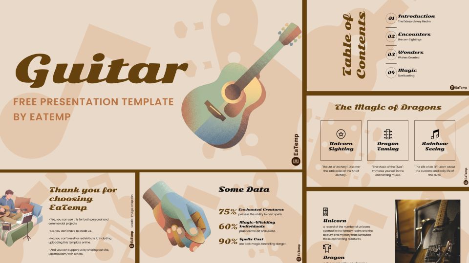Guitar 1 Guitar PowerPoint Presentation Template and Google Slides Theme